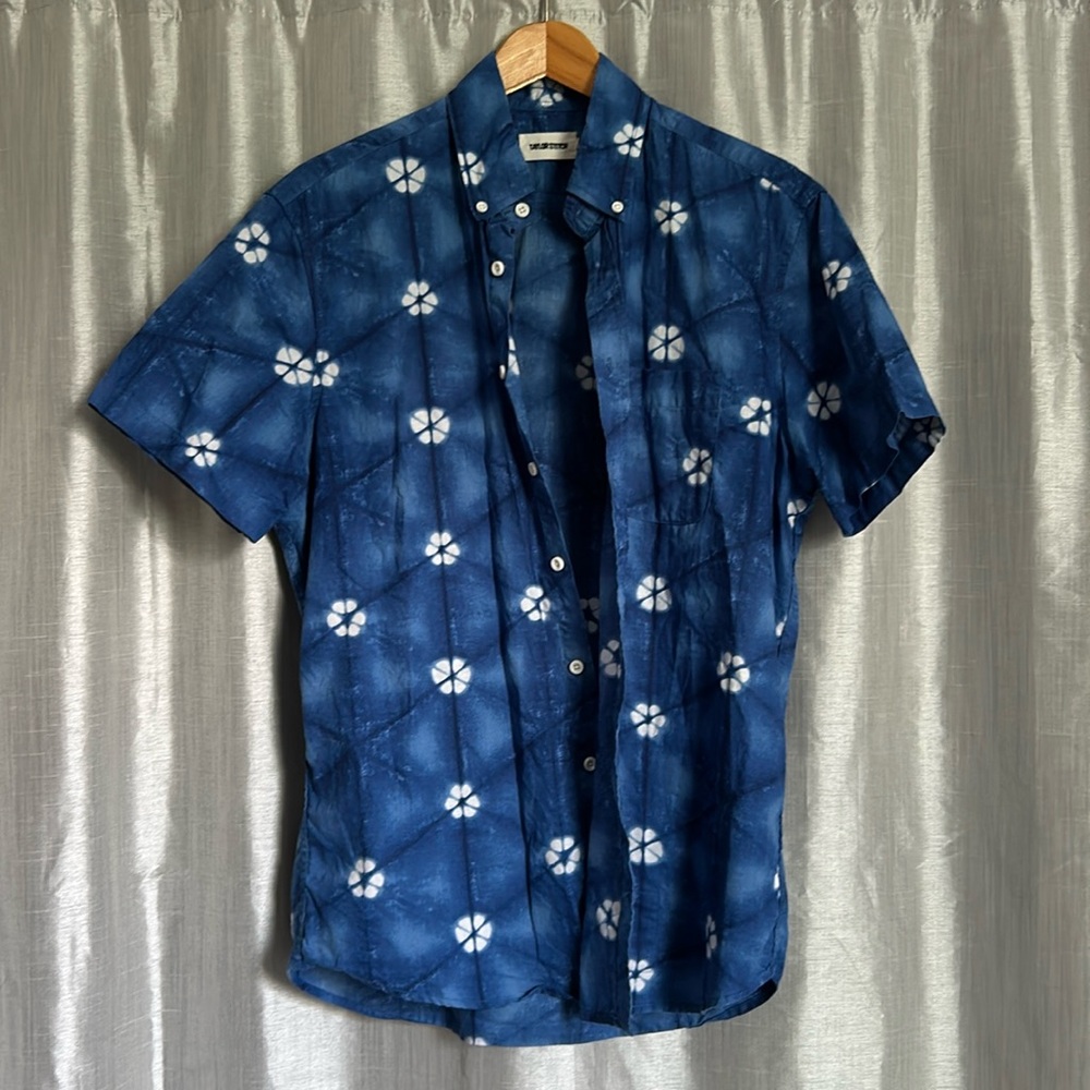 Short Sleeve Jack in indigo floral block print - 40 M